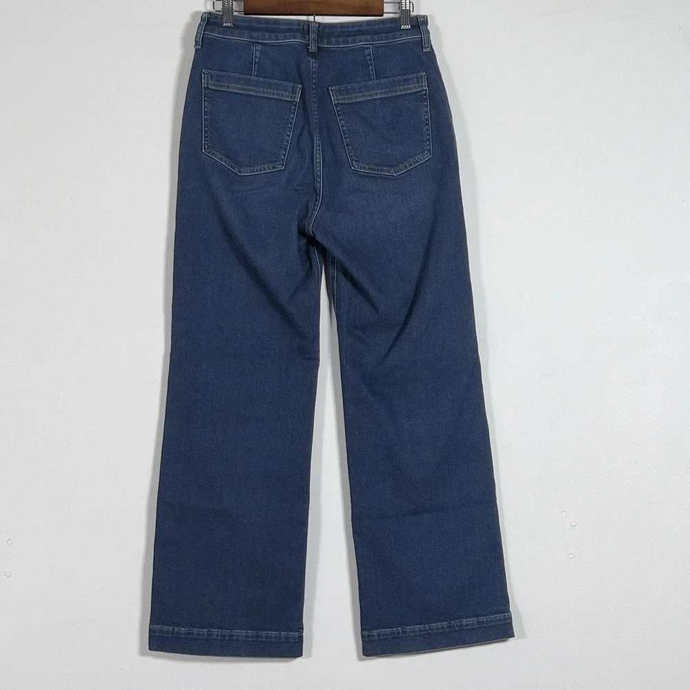 J. Crew High Rise Trouser Jeans Women Sz 28 Blue Wide‎ Leg Stretch